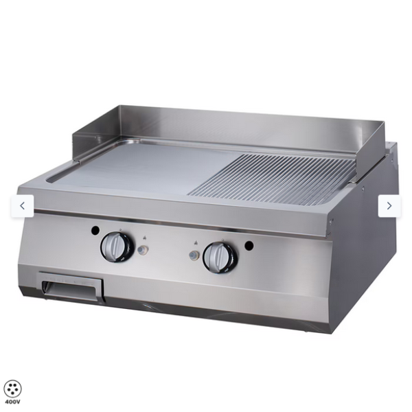  Premium Griddle 1/2 Grooved Chrome - Ηλεκτρική - Διπλή μονάδα - 90cm Deep